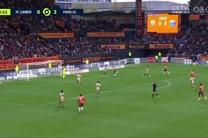 零封失?。“畎皖^球破門，洛里昂扳回一球